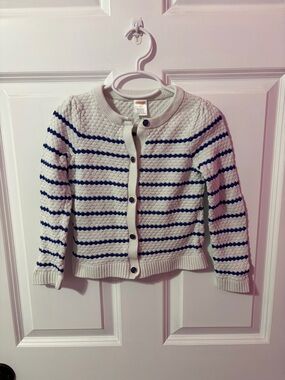 Gymboree Cream and Navy Striped Cardigan